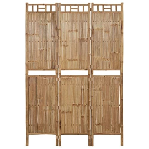 vidaXL Raumteiler 3-TLG. Faltbar Trennwand Stellwand Paravent Spanische Wand Sichtschutz Umkleide Faltwand Raumtrenner Bambus 120x180cm