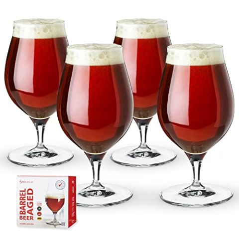 Spiegelau 4-teiliges Kraftbier-Glas-Set, Barrel Aged Beer, Biergläser, Kristallglas, 0,5 Lr, Craft Beer Glasses, 4991380