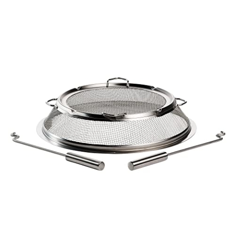 Solo Stove Funkenschutz für Ranger Feuerschale I Feuerschalengitter, Funkenhaube, Feuerstelle Zubehör zum Schutz vor austretenden Funken, Inkl. 2 Heber, Edelstahl, Reduziert Verletzungsgefahr