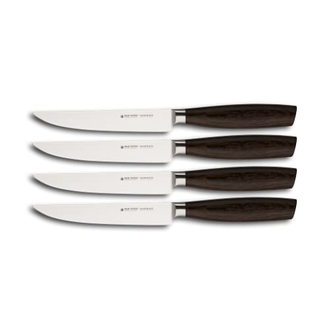 Felix SOLINGEN 984604 Size S Smoked Oak 4-TLG. Steakmesser-Set – 11 cm Schneide aus Klingen-Stahl - Made in Germany