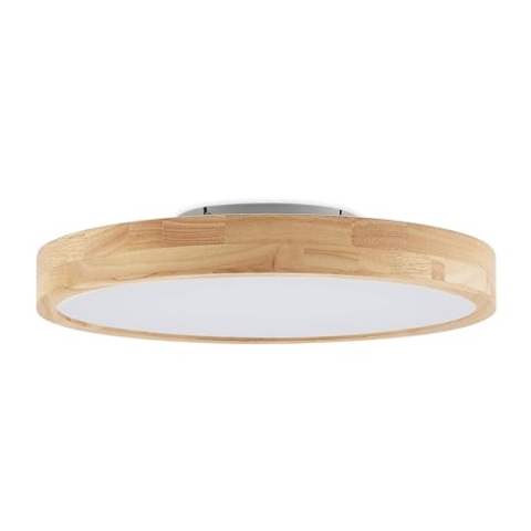 Lindby LED Deckenlampe Holz Ø50 cm, mit Fernbedienung dimmbar wechselbare Lichtfarbe 29W Wohnzimmerlampe Deckenleuchte Esszimmer