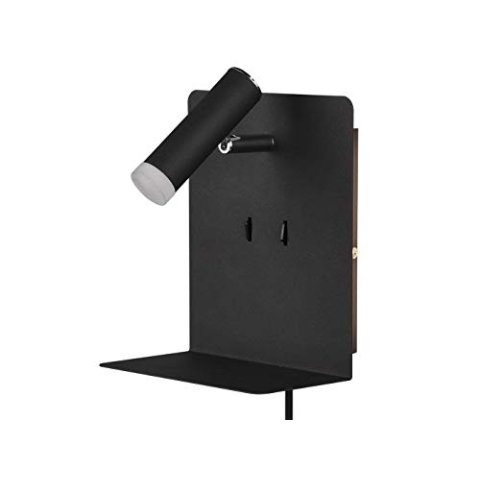 Trio Leuchten LED Wandleuchte Element 222570232, Metall Schwarz Matt, 1 x 3 Watt LED, USB Ladebuchse