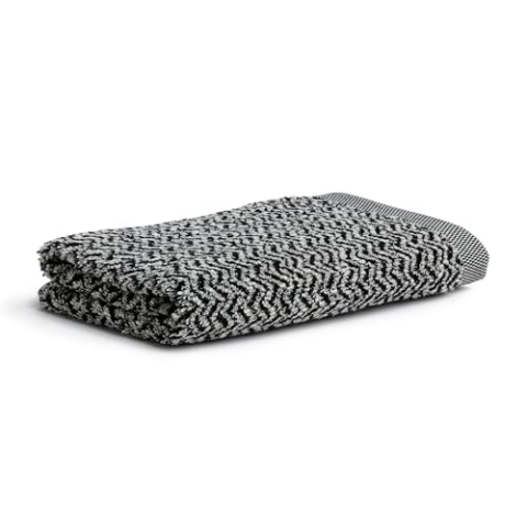 möve Brooklyn Duschtuch Fischgrat 80 x 150 cm aus 85 % Baumwolle / 10 % Viskose aus Bambus-Zellstoff / 5 % Leinen, nature / black