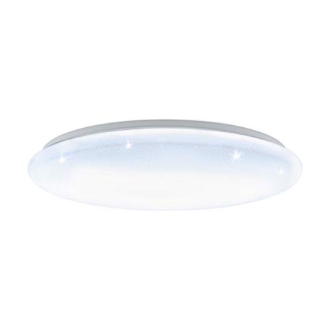 EGLO LED Deckenlampe Giron-S, 1 flammige Deckenleuchte mit Sternenhimmel-Effekt, Material: Stahl, Kunststoff, Farbe: Weiß, Ø: 57 cm, dimmbar, Weißtöne per Fernbedienung einstellbar