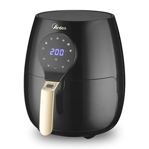 ARDES - Heißluftfritteuse 5 Liter Fassungsvermögen Air Fryer Maxi mit Digitalanzeige und 60-Minuten-Timer Höchsttemperatur 200 °C Modell Eldorada Maxi ‎AR1K33, Schwarz