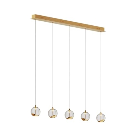Lucande LED Esstisch Pendelleuchte Glas gold, Hängeleuchte Esszimmer 5x 5W Hängelampe Wohnzimmer Esszimmerlampe Küchenlampe