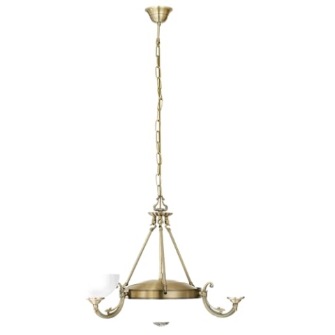 EGLO Pendelleuchte Savoy, 5 flammige Hängelampe Vintage, Rustikal, Hängeleuchte aus brüniertem Metallguss, satiniertem Glas in Weiß, Esstischlampe, Wohnzimmerlampe hängend mit E14 und E27 Fassung