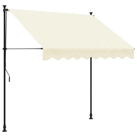 vidaXL Markise, Klemmmarkise Einziehbar, Sonnenmarkise für Balkon Garten Terrasse, Balkonmarkise Einstellbare Höhe, Creme 200x150cm Stoff Stahl