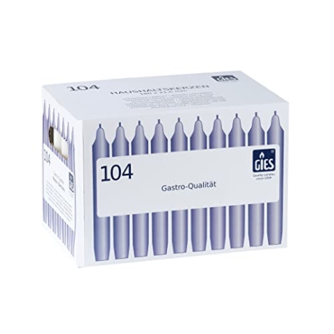 Gies 205-149001-10, 180 x 21,5 mm, 104er-Karton, Weiss Kerzen, Haushaltskerzen, 180x21,5mm, 104