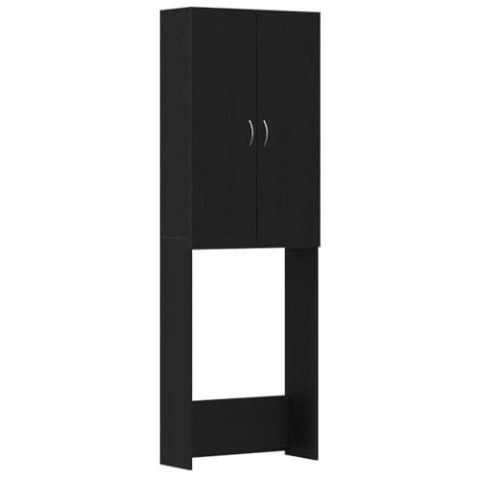 vidaXL Waschmaschinenschrank Schwarz Eichen-Optik 64x25,5x190 cm