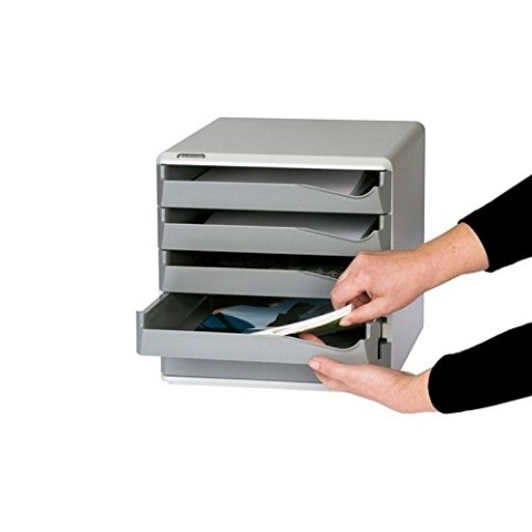 Leitz | Ablagebox | Post- und Formular-Set | Gehäuse grau | Schubladen dunkelgrau | 5 Schubladen