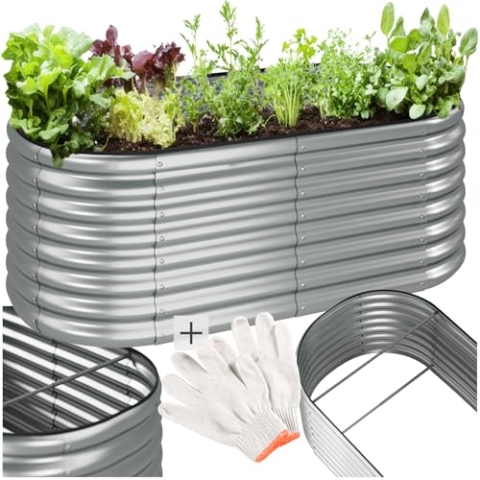 tectake® Hochbeet Metall, Hochbeete-Kit für Beet, Hochbeet Garten, wetterfest, Pflanzkasten, Kräuterbeet, Frühbeet, Gemüsebeet, Pflanzenbeet, zur Anzucht, als Blumenkasten - 603l, 160 x 80 x 60 cm