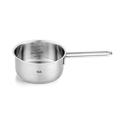 Fissler Pure Collection/Edelstahl-Stielkasserolle (Ø 16 cm, 1,4L) inkl. Schüttrand, Innenskalierung - Induktion