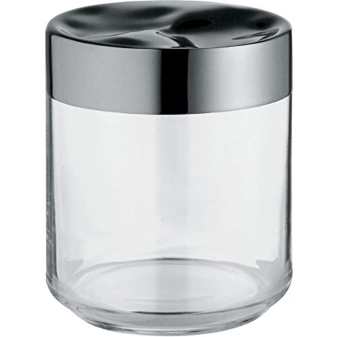 Alessi Julieta LC08 - Hermetisches Design Küchenglas, Glas in Glas mit 18/10 Edelstahldeckel, 75 cl, Silber