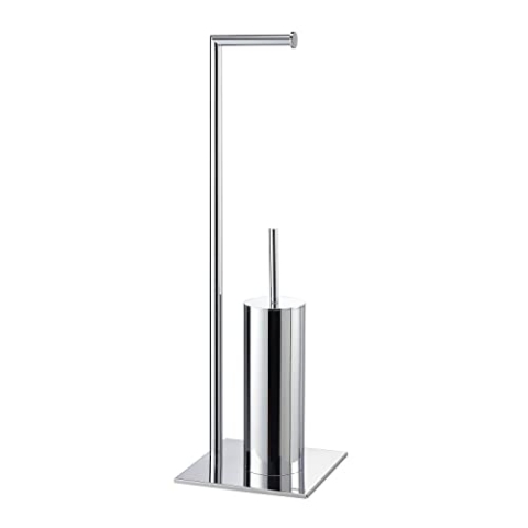 Sealskin Tube Stand WC-Garnitur mit Toilettenpapierhalter und Toilettenbürste, Toilettenbutler freistehend , WC-Butler aus Metall, Farbe: Chrom