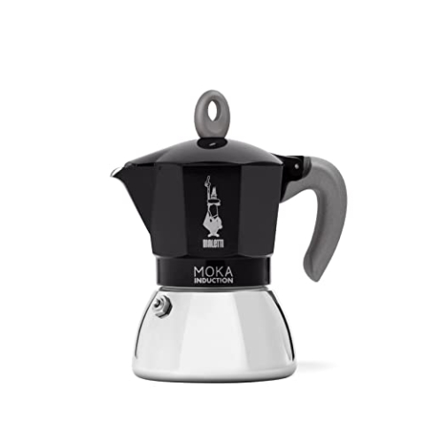 Bialetti - Moka Induction, Moka-Kanne, Geeignet für Alle Herdarten, 6 Tassen Espresso (270ml), Schwarz