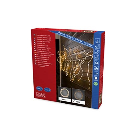 Konstsmide 3365-600 LED Dekoration "variabler Lichterkranz/Lichtergirlande", braun / für Außen (IP44) / 24V Außentrafo / 240 warm weiße Dioden / braunes Kabel, 10 LEDs