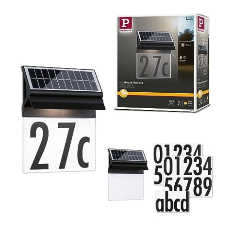Paulmann 94694 Solar LED Außenleuchte Hausnummernleuchte Neda IP44 3000K 14lm Schwarz