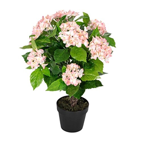 HOMESCAPES Kunstpflanze Kunstblume Pinke Hortensie im Topf 70 cm hoch