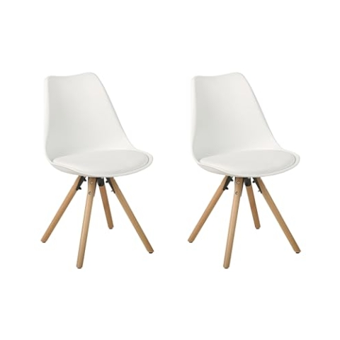 Beliani Esszimmerstuhl 2er Set Kunstleder in Weiß Küchenstühle Moderne Essstühle Dakota