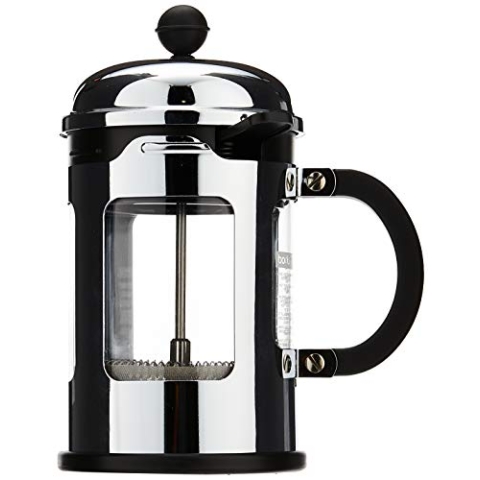 Bodum CHAMBORD Kaffeebereiter (French Press System, Auslaufschutz, Edelstahlrahmen, 0,5 liters) glänzend