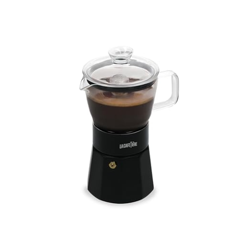 La Cafetière Verona Espressokocher aus Glas, schwarz, 6 Tassen, in Geschenkverpackung