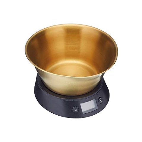 MasterClass Digitale Küchenwaage mit Schüssel in Geschenkbox, Messing / Schwarz, 5 kg