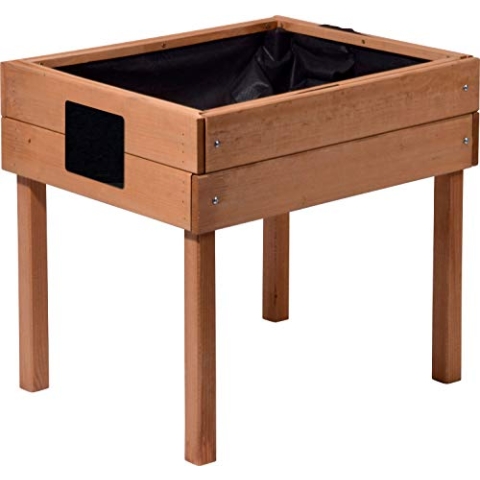 dobar® 58510FSC Kinderhochbeet mit Kreidetafel | Mini Hochbeet Holz | erhöhter Pflanzkasten für Kinder | Salatbeet auf Stelzen | Kleines Kräuterbeet Garten/Terrasse/Balkon | 50 x 40 x 45 cm | Braun