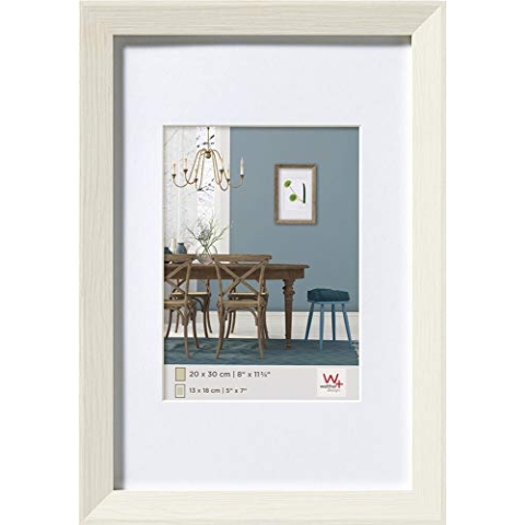 walther design Bilderrahmen weiss 60 x 80 cm mit Passepartout, Fiorito Holzrahmen EF080W
