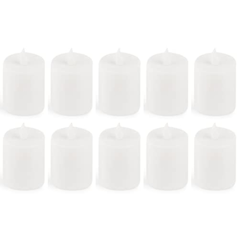 Novaliv LED Kerze Outdoor 10x weiß Grablichter LED mit Batterie Dauerkerze LED Kerzen flackernde Flamme Dauerbrenner LED Friedhofskerze Ambientebeleuchtung Gedenkkerze