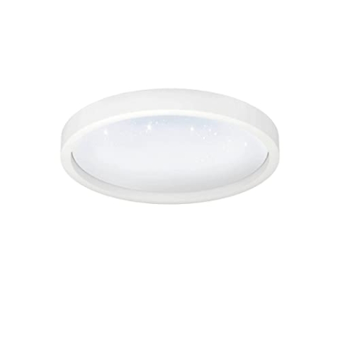 EGLO connect.z Smart Home LED Deckenleuchte Montemorelos-Z mit Kristall-Effekt, ZigBee, App und Sprachsteuerung Alexa, warmweiß-kaltweiß, RGB, dimmbare Deckenlampe in Weiß, Ø 42 cm