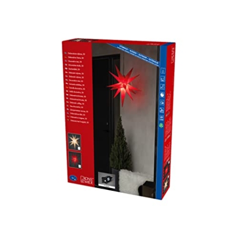 Konstsmide Weißer 3-D Kunststoffstern, inkl. Leuchtmittel, außen, 1 warm weiße Diode, E-Trafo 12V/12W Dimmer (IP44), 3W, schwarzes Kabel - 5971-200