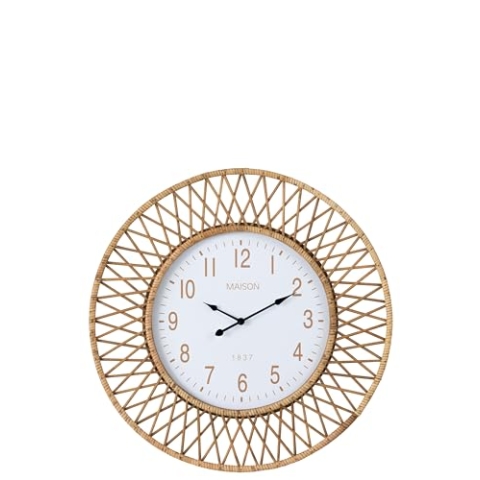 J-Line Wanduhr Wonder - Rattan/Sperrholz - Naturell/Weiß - Large