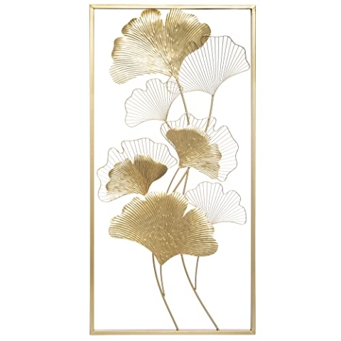 Atmosphera - Wanddekoration Ginko - Metall 50 × 100 cm - Gold