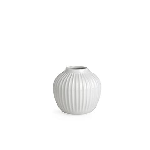 Kähler Vase H13 cm Hammershøi dänisches Design für Blumen Handarbeit, Weiss