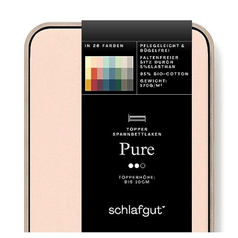 Schlafgut Pure Topper Spannbettlaken 140x200cm bis 160x220cm Red Light, Spannbetttuch aus weicher Biobaumwolle