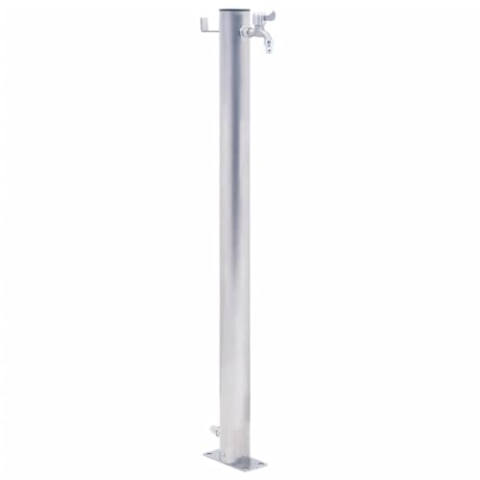 vidaXL Wassersäule für den Garten, Wasserhahn mit 1 Haken, Gartenwassersäule für Gartenbewässerung, Wasserzapfsäule Wasserzapfstelle, Edelstahl Rund