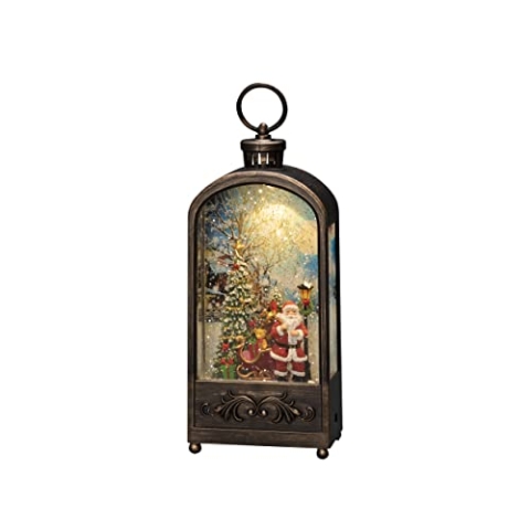 Konstsmide LED Wasserlaterne "Santa und Baum", braun, wassergefüllt, 5h Timer, 1 warm weiße Diode, batteriebetrieben & USB, Innen - 4279-000