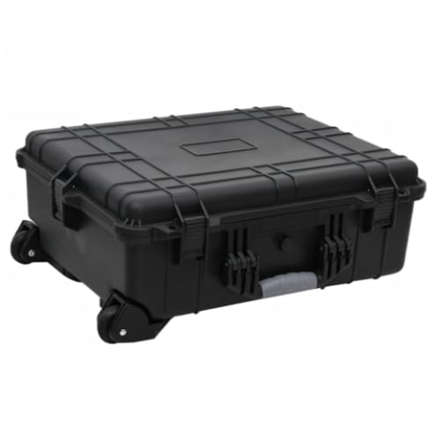 vidaXL Flugkoffer mit Rollen Transportkoffer Fotokoffer Kamerakoffer Schutzkoffer Universalkoffer Aufbewahrungskoffer Schwarz 63x50x23cm PP