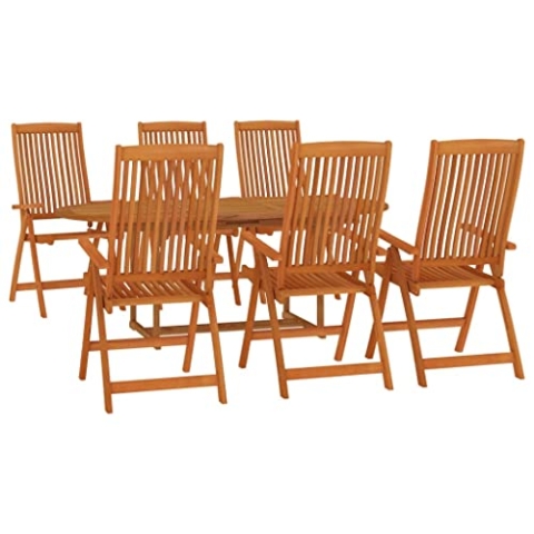vidaXL Gartenmöbel Set 7-TLG. Gartengarnitur Sitzgruppe Gartenset Sitzgarnitur Gartentisch Gartenstuhl Esstisch Tisch Stühle Massivholz Eukalyptus