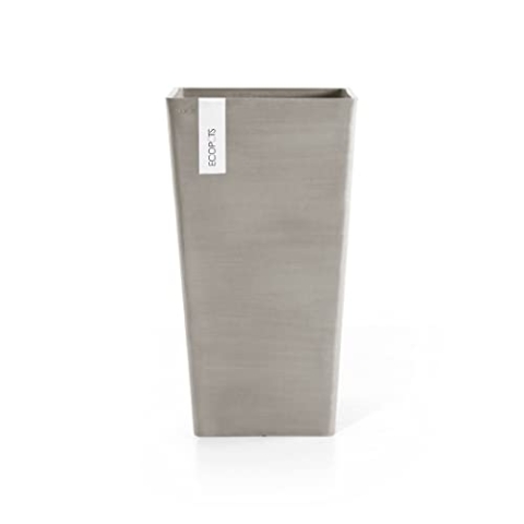 Ecopots Blumentopf Rotterdam Braun Grau (Taupe) - 30 x 30 cm, 56 cm hoch - quadratisch groß - Pflanzentopf aus Recycling Kunststoff - Übertopf modern für Indoor und Outdoor