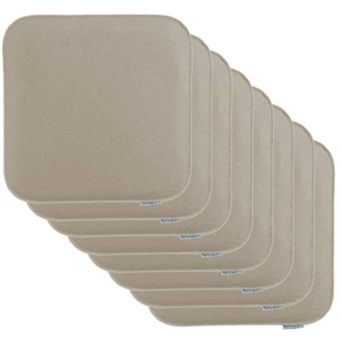 Brandsseller 8er Set Sitzkissen aus Filz 35x35x2 cm – Robuste Stuhlauflagen für innen und außen, eckiges Sitzpolster, strapazierfähiges Kissen für Stühle - Beige
