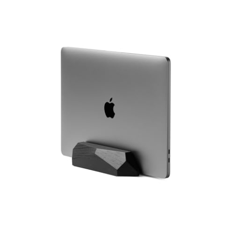 Oakywood Vertikaler Laptopständer, Naturholz, verstellbare Dockingstation, für Geräte bis zu 2 cm Dicke, kompatibel mit Allen MacBook Pro Air iPad-Oberflächen, handgefertigt, schwarz gebeizte Eiche