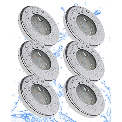 Trango 6er Set 6729IP65-068M6KSD IP65 LED Einbaustrahler aus Edelstahl poliert incl. 6x 6000K Tageslicht Weiß (kaltweiß) dimmbar Ultra Flach LED Modul für Bad, Dusche, Einbauspots, Deckenlampe, Spots