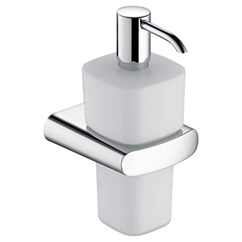 KEUCO Lotion-Spender Metall verchromt und Opal-Glas_ Inhalt nachfuellbar ca. 220ml_ Fuer Fluessigseife Fuer Bad und Gaeste-WC_ Wandmontage_ Elegance