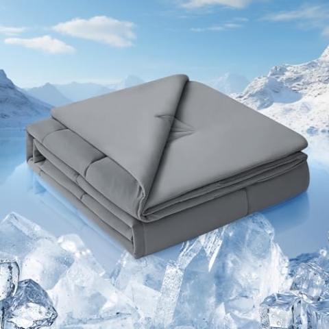 Luxear Sommer Kühldecke, Arc-Chill Q-MAX 0,5 Kühlfaser Doppelseitige Decke, Atmungsaktive Leichte Alltagsdecke für Bett Baby Haushalt, 3D-Struktur & Pflegeleicht, 150x200cm Dunkelgrau