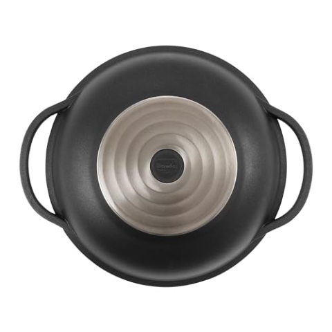 Berndes Wok Vario Click Induktion, Wokpfanne mit Deckel, allherdtauglich, robuster Aluguss, antihaft beschichtet, 32 cm, Schwarz