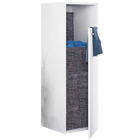 VCM Holz Wäscheschrank | Wäschetruhe | Wäschekorb | Maße ca. H. 110 x B. 40 x T. 39 cm - Dreso XL 1f Weiß