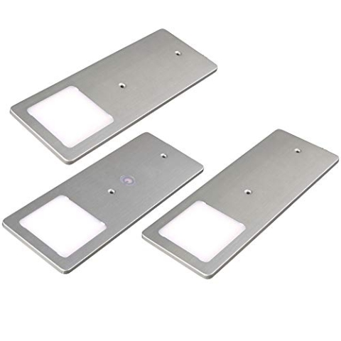 kalb | LED Unterbauleuchten silber 5W- sehr flache Küchenleuchte mit Touch-Dimmfunktion Einbaustrahler Einbauspot, Auswahl:3er Set neutralweiss