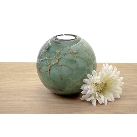 Mini urn Teelichthalter Grün mit Blattgold 14cm - Urne - Teelichthalter - Teelichthalter - Grün mit Blattgold - Pet Urne - Katze Urne - Hund Urne - Urne für Asche - Urne - Miniurne - Kleine Urne